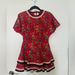Alice + Olivia Red Tiered Mini Dress